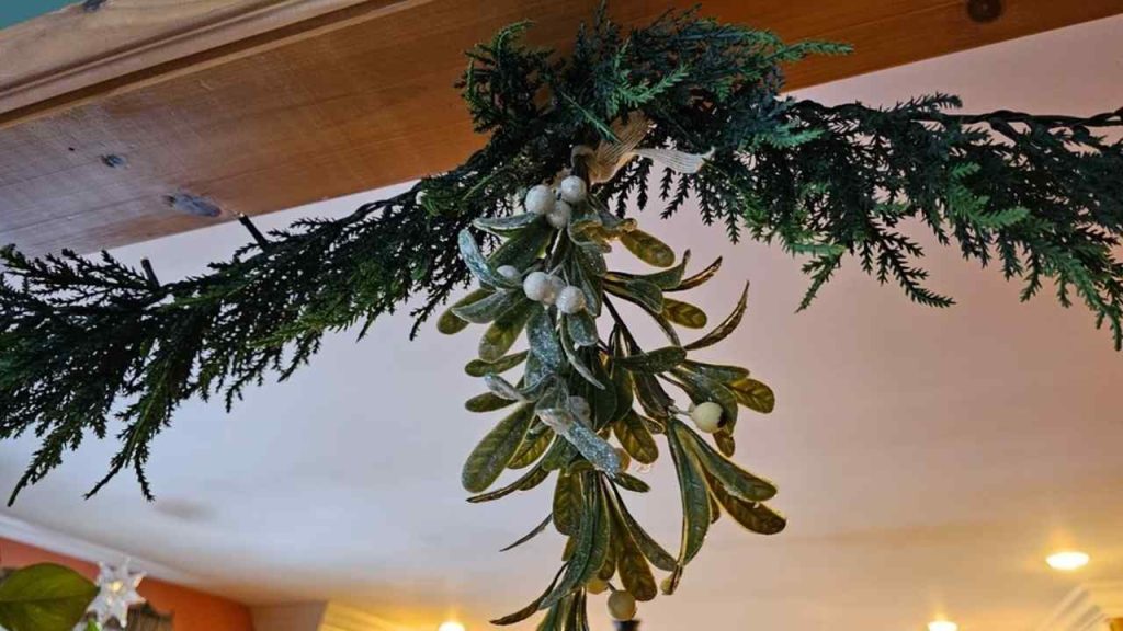 Imelo zavesené pod stropom v interiéri podľa starej vianočnej tradície