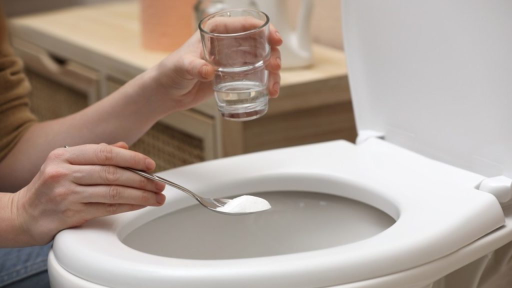 Domáce čistenie toalety pomocou jedlej sódy a octu