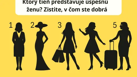 Ilustrácia piatich ženských siluet s rôznymi postojmi, určená na vizuálny test, ktorý odhaľuje typ úspešnej ženy.