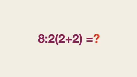Matematická rovnica 8 ÷ 2(2+2) s otáznikom ako symbol logickej hádanky